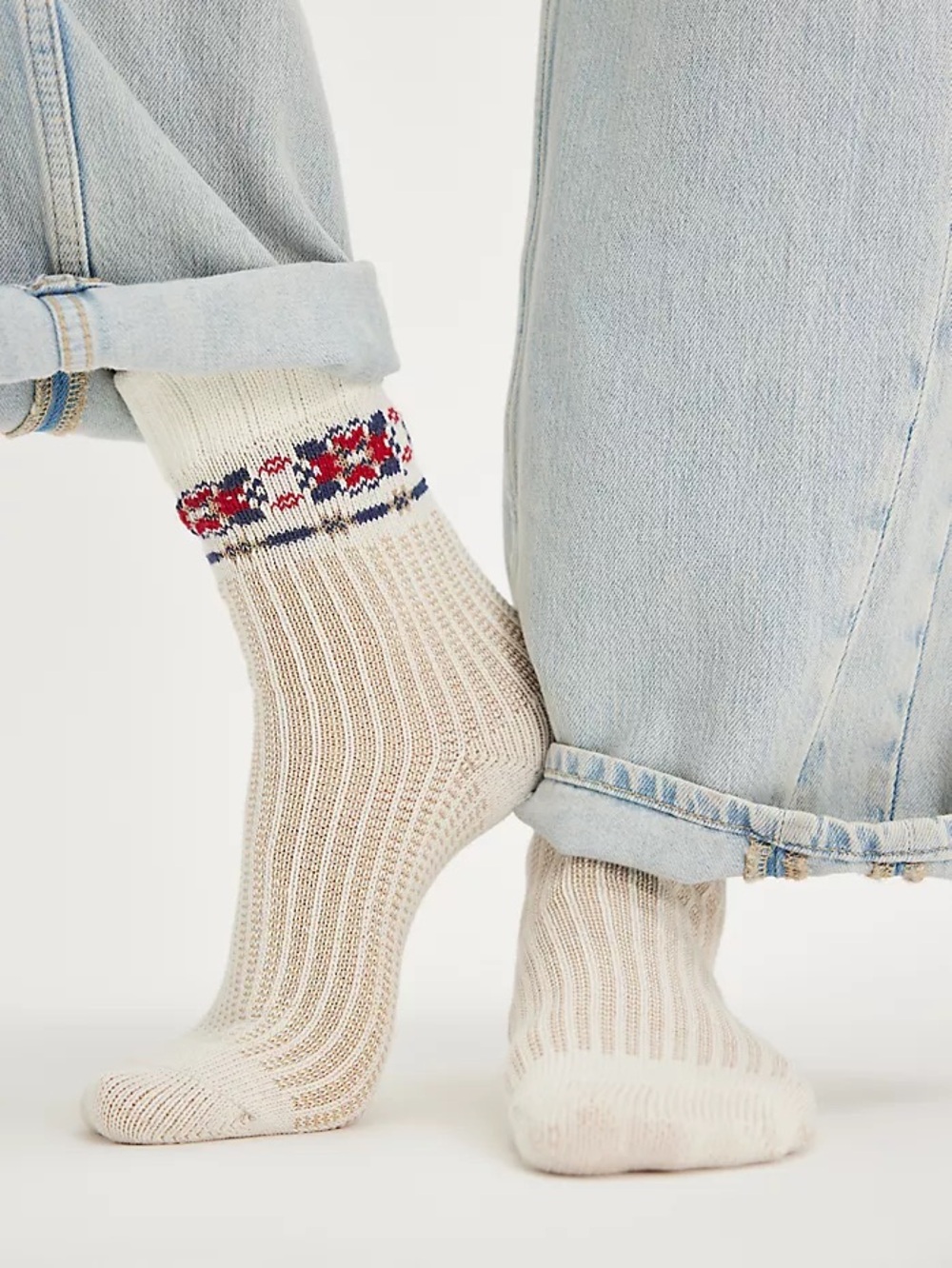 NWT FREE PEOPLE Mosaic Socks | White Combo  MSRP $14 CURRENT - Picture 2 of 3
